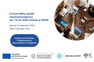 Il Front Office SUAP impresainungiorno per l’invio delle istanze al SUAP | 25 settembre, 10:00 Il Front Office SUAP impresainungiorno per l’invio delle istanze al SUAP | 25 settembre, 10:00